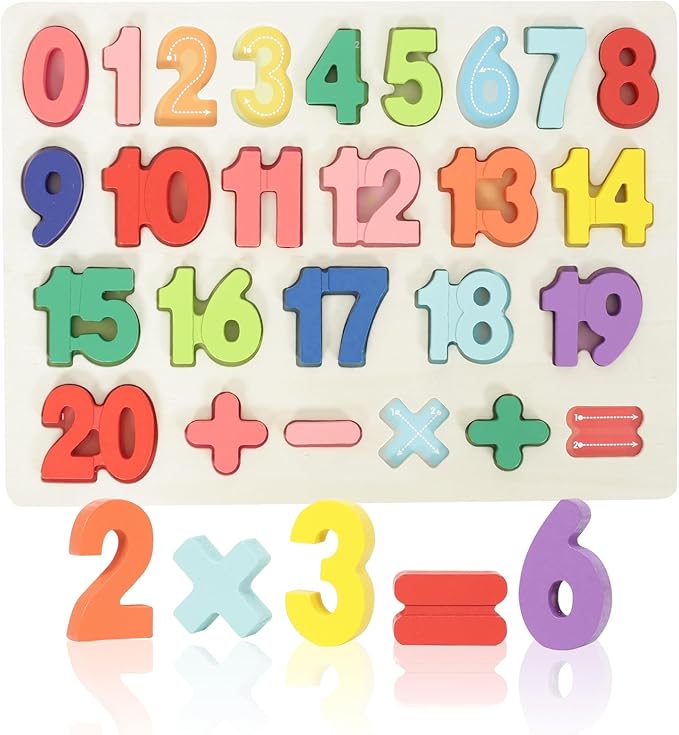 Number Puzzle - Montessori Wooden Puzzles for Toddlers 3-5 | Shape Learning Toy | Number Blocks for Kids | Preschool Educational Gift