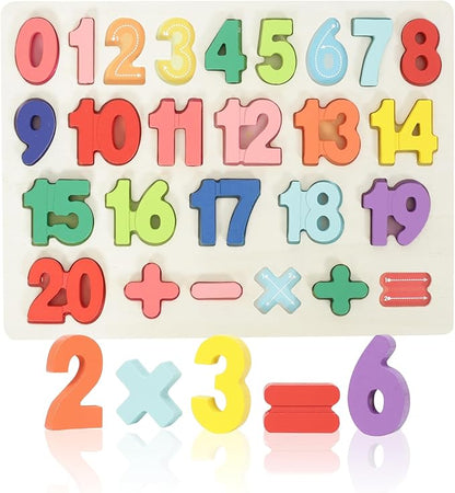 Number Puzzle - Montessori Wooden Puzzles for Toddlers 3-5 | Shape Learning Toy | Number Blocks for Kids | Preschool Educational Gift