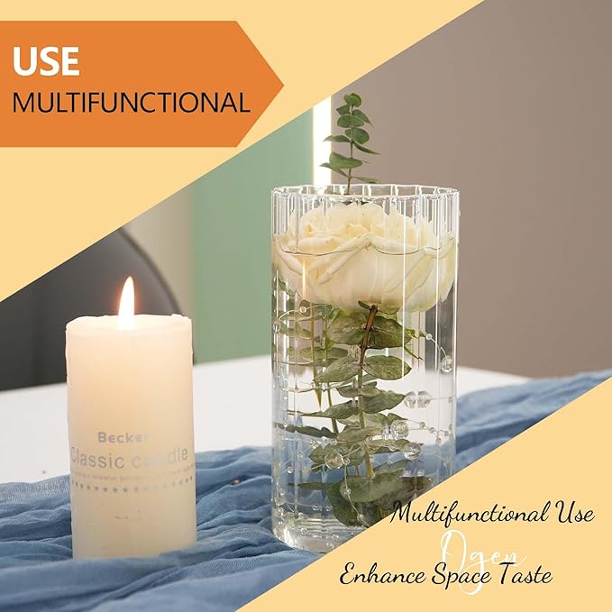 12pcs Glass Vase Cylinder Vases for Centerpieces Small Flower Glass Vases Bud Vases Home Decor Centerpiece Table Flower Vase Decorations for Office Beautification＆Holiday 6 Inch Tall