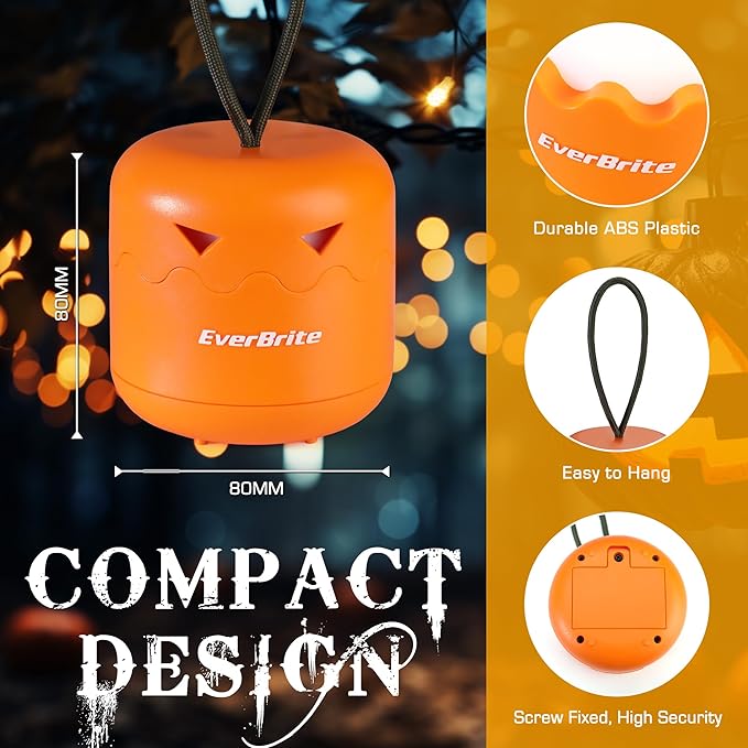 EverBrite 6-Pack Halloween Pumpkin Lantern, Collapsible Jack O Lantern Pumpkins with Lanyard, Halloween Party Favors for Kids, Light up Pumpkin Outdoor for Halloween Party Decoration, Battery Included