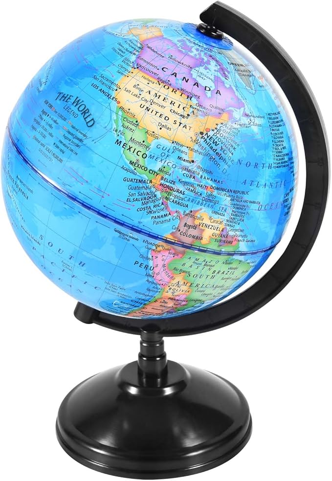Rotating World Globe 6 Inch Spinning Earth Globe with Stand for Kids Learning Geography Classroom Education or Office Home Decorations