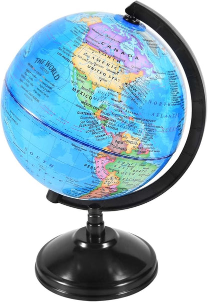 Rotating World Globe 6 Inch Spinning Earth Globe with Stand for Kids Learning Geography Classroom Education or Office Home Decorations