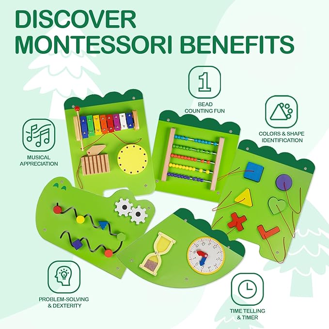 Monläurd® Crocodile Montessori Busy Board, Sensory Board,Educational Toys, Activity Cube, Wall Toys, Daycare Furniture, Playroom Furniture, Boys and Girls 6 M+