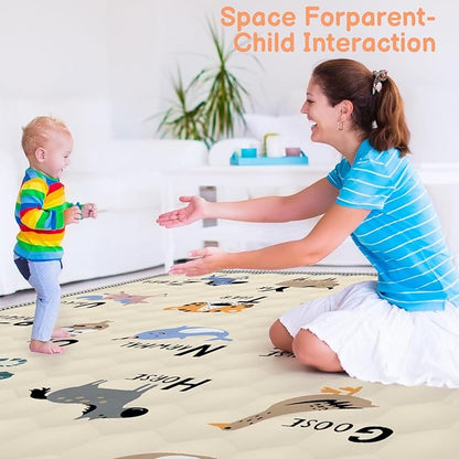 Baby Play MAT 50" X 50" Playpen Mat, Soft Thickened Anti-Slip Baby Mat for Floor, Foldable and Machine Washable Baby Crawling Mat