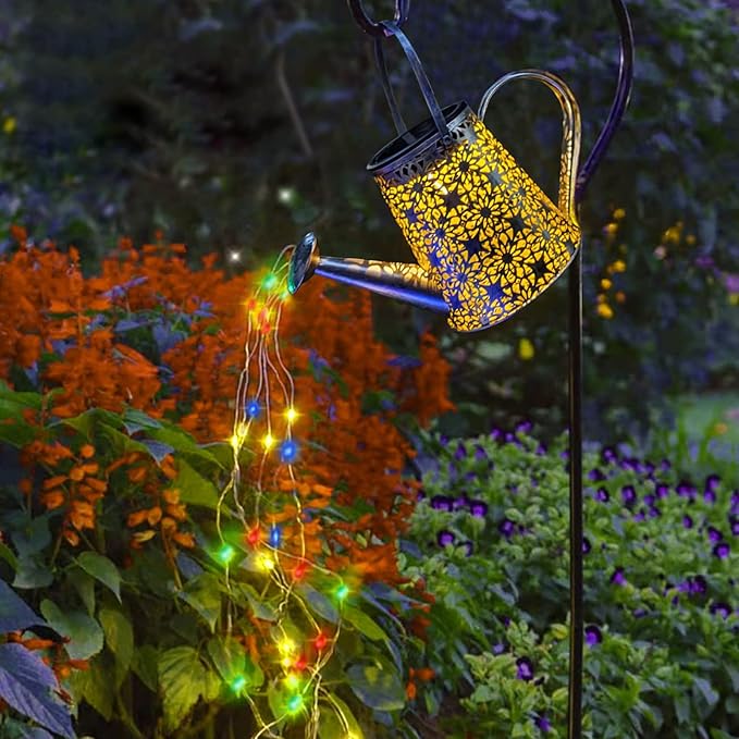VOOKRY Solar Watering Can Lights, Outdoor Large Hanging Lantern Waterproof, Multicolor Retro Metal Solar Lights for Patio Yard Porch Lawn Garden Christmas Decor Gifts for Mom Women Grandma Birthday
