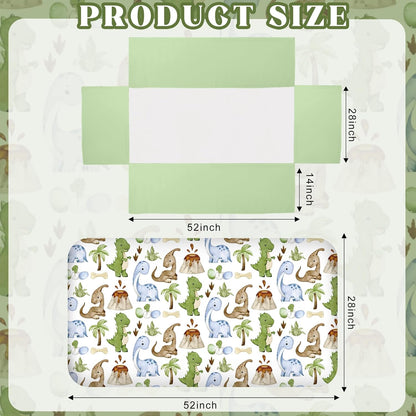 3 Pcs Baby Crib Bedding Set Safari Animals Dinosaurs Bear Woodland Animals Jungle Crib Set Includes Quilt, Fitted Sheet, Skirt for Baby Boy Girl(Green,Dinosaur)