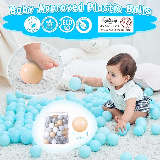 Realhaha Ball Pit Balls 50 100 200 500 Play Balls Plastic Balls for Baby Girls Toddlers Kids Play Tent Pool Playhouse Playpen Party Decoration