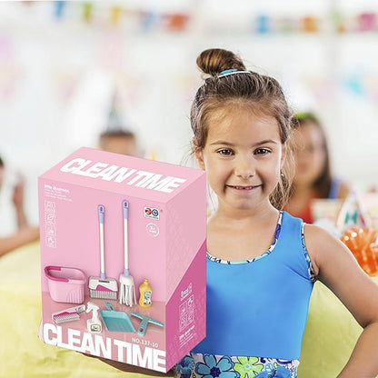 Kids Cleaning Toy Set - Pretend Play Cleaning Tools with Mop, Broom, Bucket & Spray Bottle - STEM House Role Play Toys for Girls & Boys 3-5 Years