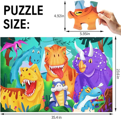 Jumbo Floor Puzzle for Kids Dinosaur Jigsaw Large Puzzles 48 Piece Ages 3-6 for Toddler Children Learning Preschool Educational Intellectual Development Toys 4-8 Years Old Easter Gift for Boy and Girl