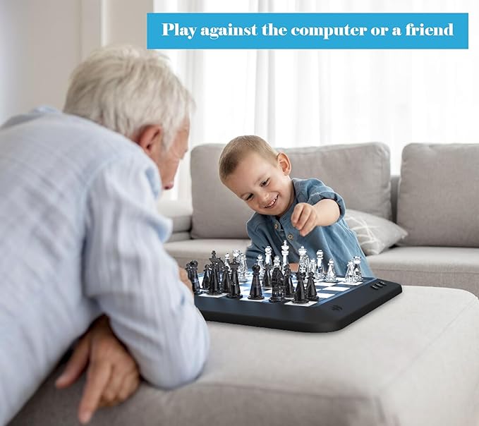 P6 Electronic Chess Board Chess Computer Talking Smart Chess Board Magnetic Electronic Chess Set with LED for Kids & Adults