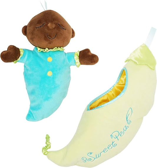 Manhattan Toy Snuggle Pod Sweet Pea Brown First Baby Doll with Cozy Sleep Sack for Ages 6 Months and Up