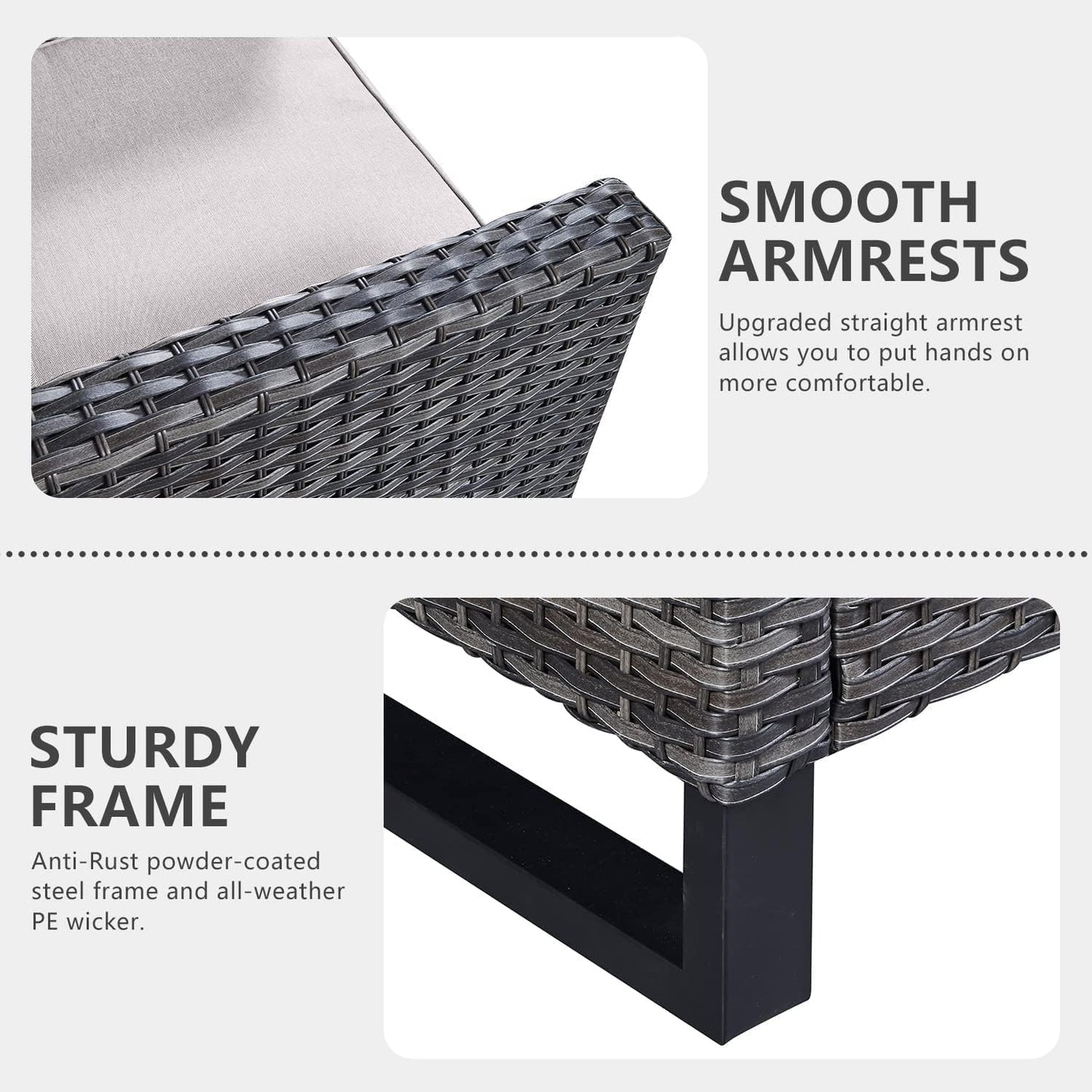 HUMMUH 5 Piece Outdoor Furniture Set with Fire Pit Table 41in 55,000 BTU,Wicker Outdoor Conversation Sets -Patio Chairs Set of 2 Patio Sofa for Porch,Garden,Backyard