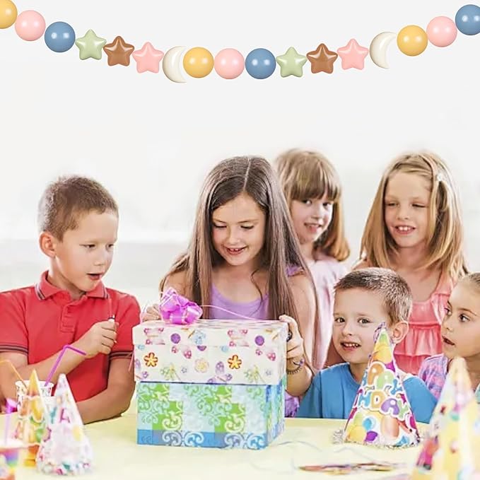 GOGOSO Ball Pit Balls Stars Moon Shapes Plastic Pitballs for Toddler Play Tent Baby Photo Props Kids Pool Water Toys Kiddie Pool Party Decor,Pink Blue Coffee,100pcs