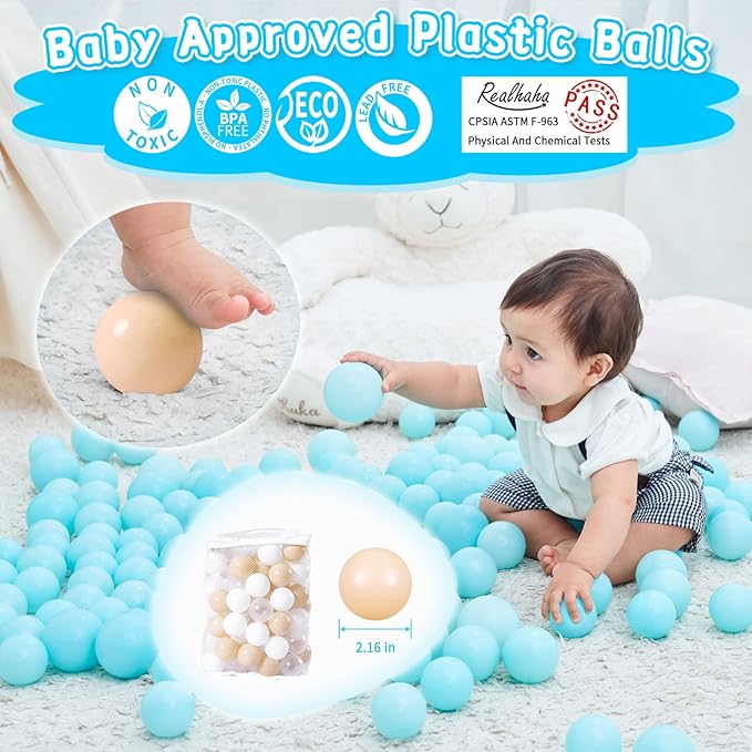 Realhaha Ball Pit Balls 50 100 200 500 Play Balls Plastic Balls for Baby Girls Toddlers Kids Play Tent Pool Playhouse Playpen Party Decoration