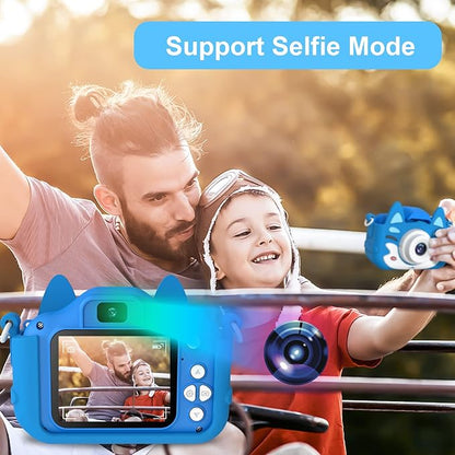 Kids Camera Toys Gifts for Boys Girls, Selfie Camera HD Digital Video Shockproof Camcorder, Christmas Birthday Gifts for 3 4 5 6 7 8 9 Years Old Girls Boys Gifts - 32GB SD Card Included