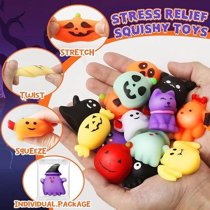 60PCS Halloween Squishy Toys for Kids, Halloween Party Favor for Kids, Halloween Classies Character Squishy Toys, Mochi Toys for Trick or Treat, Classroom Rewards, Goodie Bags