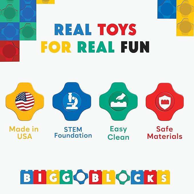 Big Building Blocks - Blocks and Wheels - Toddlers and Kids Ages 4-8 - Large Indoor Outdoor Games - 5 PC Wheel Set