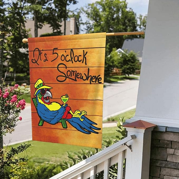 It's 5 O'Clock Somewhere Garden Flag 12x18 Inch Outdoor Decoration Banner Spring Summer Tropical Beach House Flags Yard Farmhouse Garden Deco Indoor Sign, Colour 1