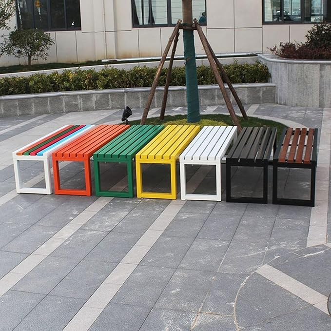 Weatherproof Metal Dining Bench, Outdoor Bench Backless Patio Bench 2-Person Farmhouse Bench Garden Bench for Kitchen, Living Room, Entryway(Pink,40in)