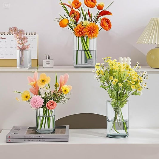 80pcs Glass Vase Cylinder Vases for Centerpieces Small Flower Glass Clear Vases Home Decor Centerpiece Table Flower Vase Decorations for Wedding Decoration＆Holiday Mixed Sizes Tall