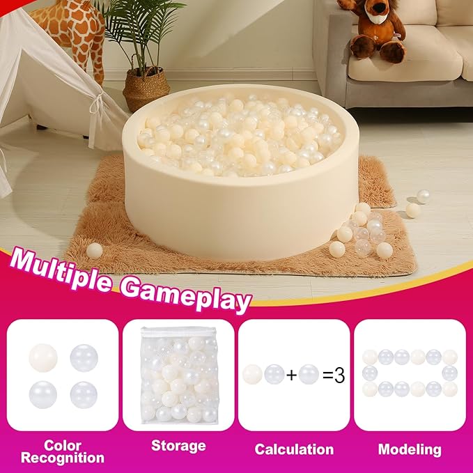 Realhaha Ball Pit Balls 50 100 200 500 Play Balls Plastic Balls for Baby Girls Toddlers Kids Play Tent Pool Playhouse Playpen Party Decoration