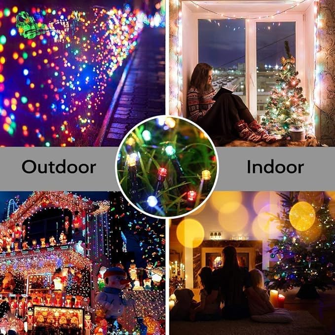 114ft Christmas String Lights Outdoor, 300 LED Christmas Lights Connectable with Timer, 8 Modes Multicolor Christmas Tree Lights Fairy Twinkle Lights for Indoor Outdoor Xmas Decorations