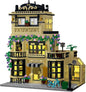 City Cafe Architecture Building Kit with LED Lights,3 Levels City Cafe Model Building Blocks Toy,for 12+Age Teen,Adult（1443 Pieces）