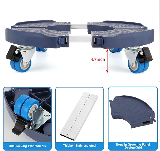 W B D WEIBIDA Plant Dolly with Wheels 2 Pack Heavy Duty Planter Caddy Size-Adjustable, Rolling Plant Stand with Casters, Round Dolly Cart for Potted Plant, Trash Can and Umbrella Base