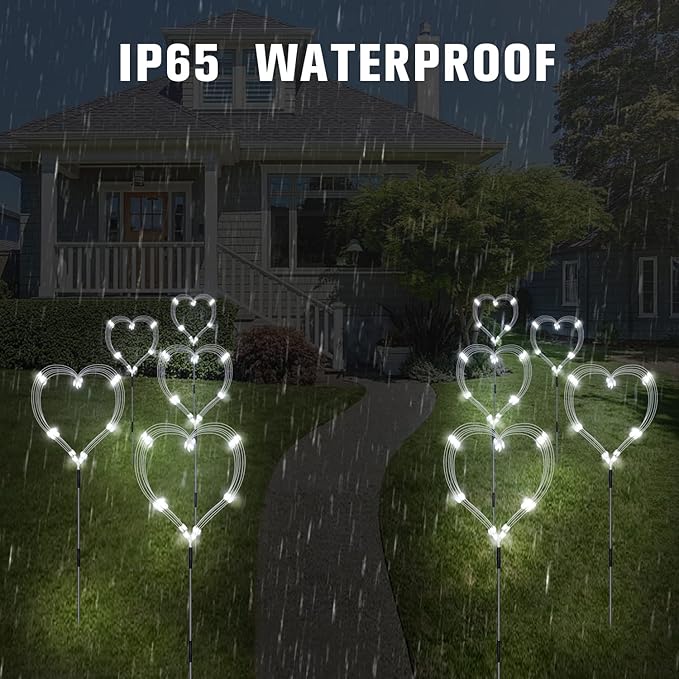 6 Pack Outdoor Solar Garden Lights, 120 LED Waterproof Solar Lamps Decorative, Fireworks Lamp, 8 Modes Landscape Lights with Remote for Pathway Backyard Walkway Patio (Cool White)