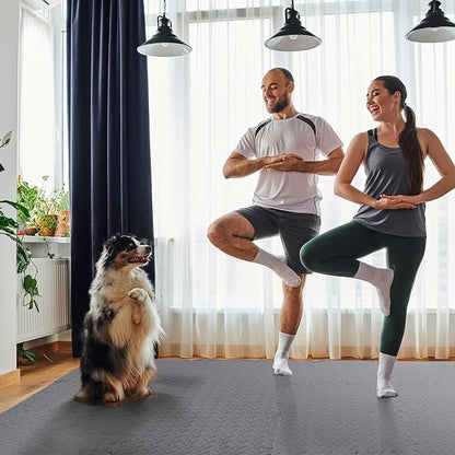 20 Tiles 12x12x1 Inch EVA Thick Interlocking Foam Floor Tiles Puzzle Exercise Mat Foam Mats for Pets Boys Girls Classroom Nursery Gym(Grey)