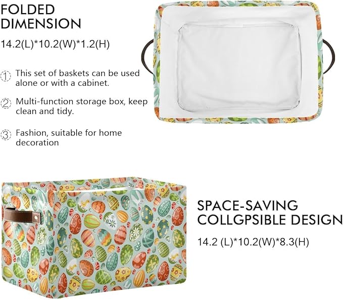 Easter Egg Rectangular Storage Basket Organizer Bin Shelf Baskets For Clothes Gifts For Home Office Dorm