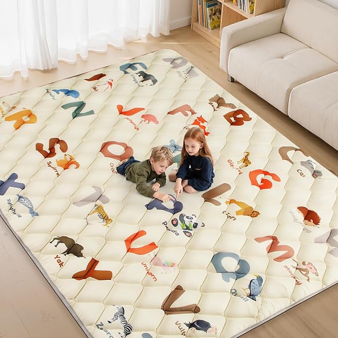 Baby Play Mats for Floor - 79”x71” Playmat for Baby and Toddlers Infants - Foam Play Mat - Infant Mats for Floor Play Thick - Tummy Time Floor Mat - Animals Alphabet