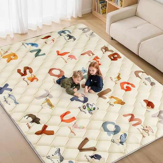 Baby Play Mats for Floor - 79”x71” Playmat for Baby and Toddlers Infants - Foam Play Mat - Infant Mats for Floor Play Thick - Tummy Time Floor Mat - Animals Alphabet