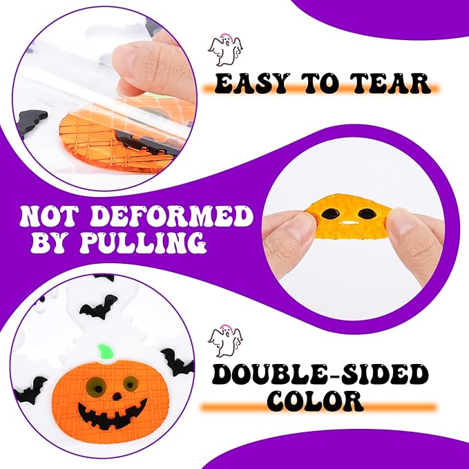 5 Pcs Halloween Window Clings Gel Stickers, Reusable Ghost Pumpkin Bat Witch Decals for Windows, Glass, Mirrors, Refrigerator, Halloween Party Decorations (Boo)