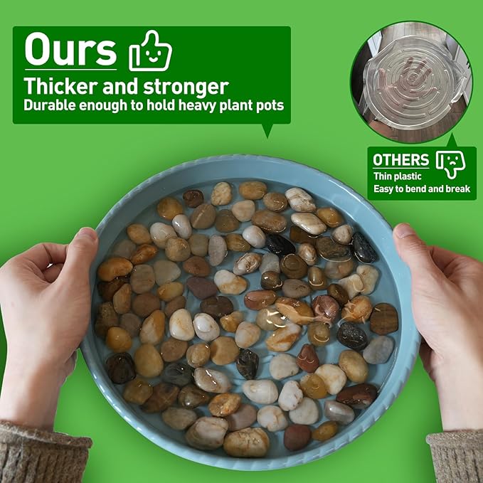 MUDEELA 2 Pack of 12 inch Plant Saucer, Durable Plastic Plant Trays for Indoors, Blue Plastic Flower Plant Pot Saucer, Made of Thicker, Stronger Plastic, with Taller Design