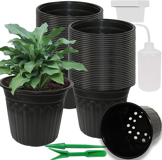 50-Pack 2.5 Gallon Flexible Plastic Plant Pots,Thickened Soft Seed Starting Container for Indoor Outdoor Plants, Seedlings, Vegetables, Succulents and Cuttings