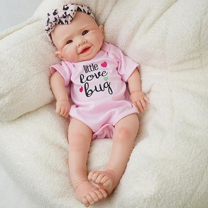 Girl 18 Inch, Full Silicone Baby Doll, Realistic Baby Dolls, Realistic Veins & Pose, Not Vinyl, Reborn Baby Dolls Silicone Full Body, Gift Set