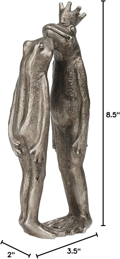 Frog Decor Garden Statue Decor Outside - Couple Kiss Plog Statue Outside Frog Figurines for Yard Patio Lawn Decorations Couple Frogs Front Yard Decorations Outdoor 3.5" 2" 8.75"