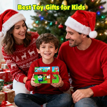 60 PCS Magnetic Blocks with Metal Box, 0.8in Mini Magnetic Building Cubes STEM Educational Toys for Kids Ages 3+ Boys Girls, Travel Airplane Classroom Play, Birthday Christmas Toy Gifts