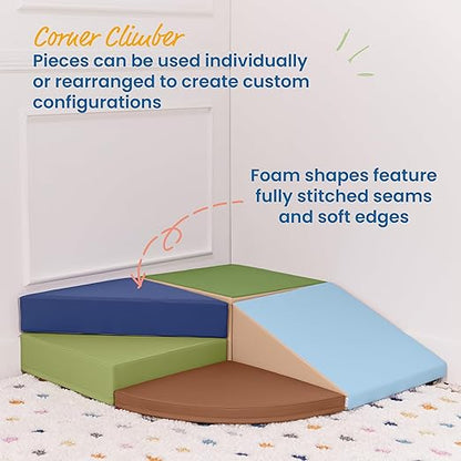 ECR4Kids SoftZone Tiny Twisting Climber, Beginner Playset, Earthtone, 5-Piece