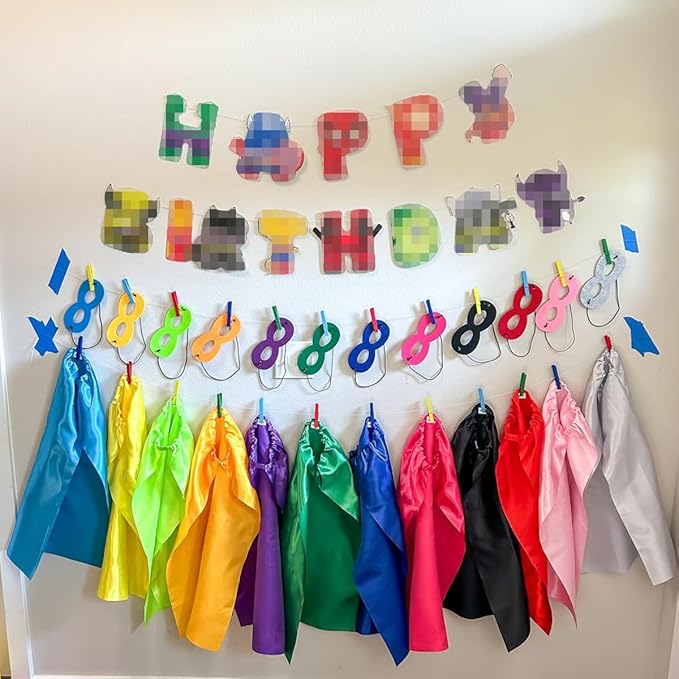 ADJOY Kids Superhero Capes and Masks with Large Superhero Stickers - Super Hero Costume for Parties - 10 Sets (20PCS)