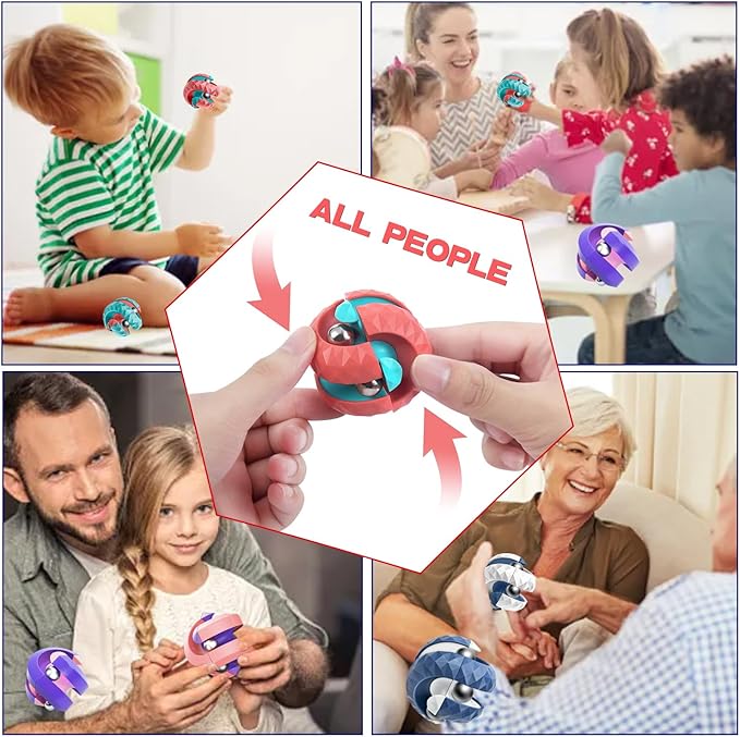 6 Pack Orbit Ball Toy, Fidget Cubes Top Spinning Toy, Great Party Favor Gifts & Creative Decompress Toys, Puzzle Games as Stress Relief Gifts for ADHD Kids Children's Day Gifts