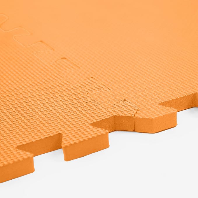 FlooringInc's 1/2" Soft Non-Toxic Baby Play Mat, Toddler Playmat, Colorful Puzzle PlayMat, Floor Mats for Kids & Babies, EVA Foam Interlocking Tiles for Nursery & Playroom | Orange, 12 Tiles, 48 Sq/Ft