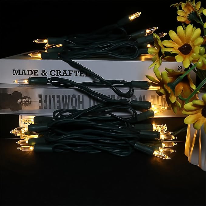 MULTI-SPARKING White LED Christmas Lights - 35 Count Warm White Christmas String Lights for Small Tree, Crafts, Holiday, Indoor/Outdoor Decorations, 11 Feet Green Wire, UL Certified, Connectable