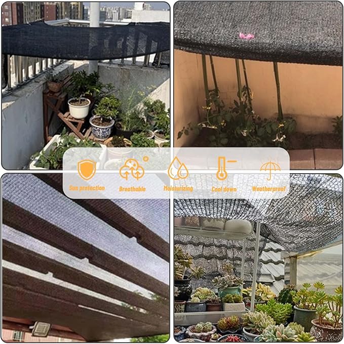 Cool Area 55% 8x12ft Sunblock Shade Cloth Cover Mesh UV Resistant Net for Garden Flower Plant Greenhouse, Black