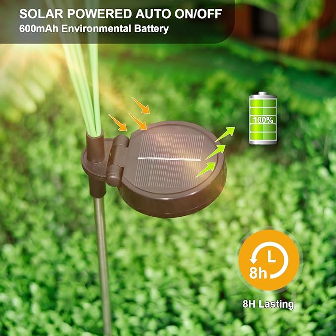 Solar Outdoor Garden Lights,Upgraded LED Solar Reed Swaying Lights for Garden Patio Yard Pathway Walkway Wedding Party Christmas Landscape Lighting (4 Packs)