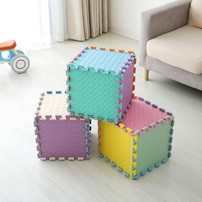 16 Tiles Foam Play Mat for Baby, Soft & Safe EVA Foam Mats for Floor, Square Baby Play Mat, Kids Foam Puzzle Floor Mat, 47x47 Play Mat for Playpen(Bean Green/Light Blue)