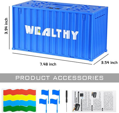 Piggy Bank for Kids, Unbreakable Building Blocks Container Money Saving Box for Adults, Digital Coin Counting Bank with LCD Counter, Great Children’s Gifts for Birthday, Easter, Christmas Blue