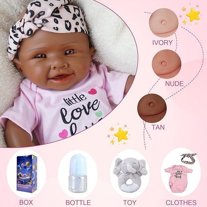 Girl 18 Inch, Full Silicone Baby Doll, Realistic Baby Dolls, Realistic Veins & Pose, Not Vinyl, Reborn Baby Dolls Silicone Full Body, Gift Set