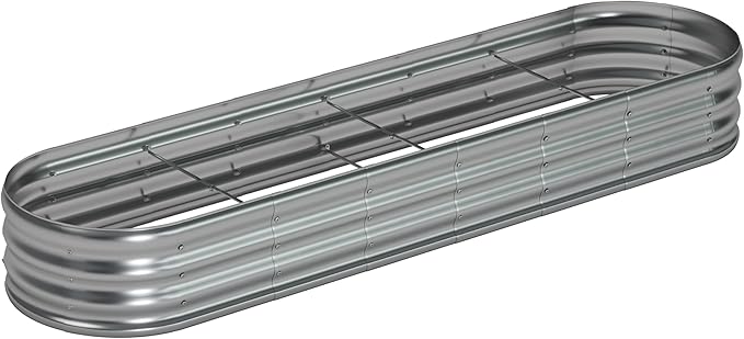 8x2x1ft Oval Galvanized Raised Garden Bed,Outdoor Planter Box Metal Patio Kit Planting Bed for Vegetables Flowers and Succulents